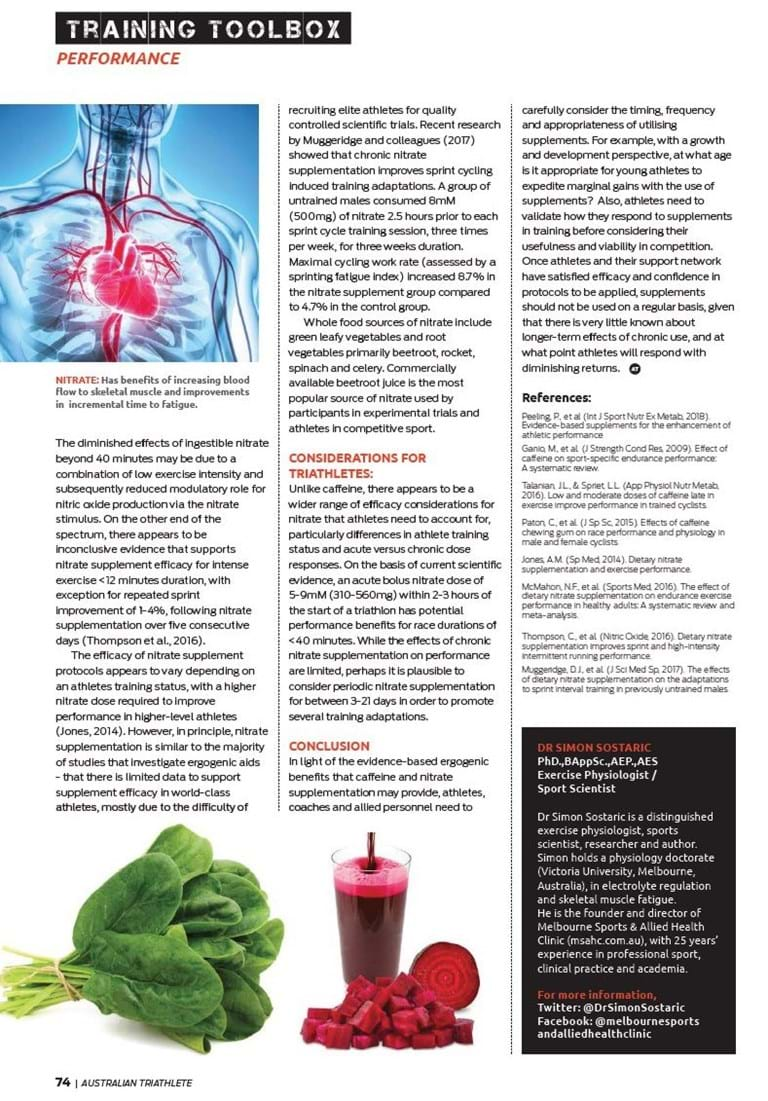 Effects of caffeine and nitrate supplementation on endurance performance