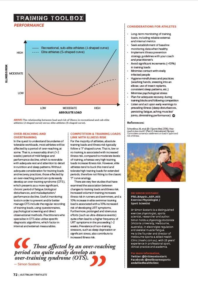 Monitoring training loads and illness risk